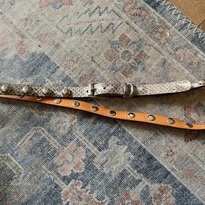 Silver Snake-Texture and Tan Studded Women's Belts - Versatile Layered Style